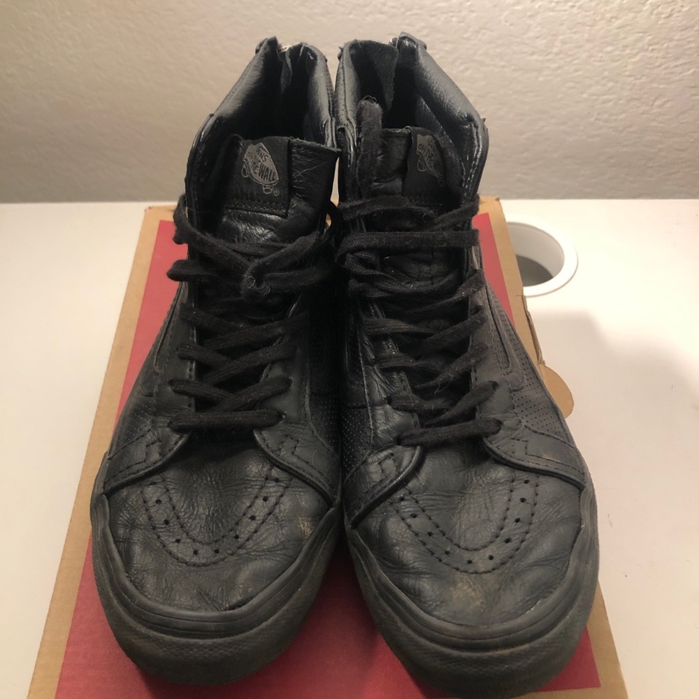 Black Leather High Top Vans